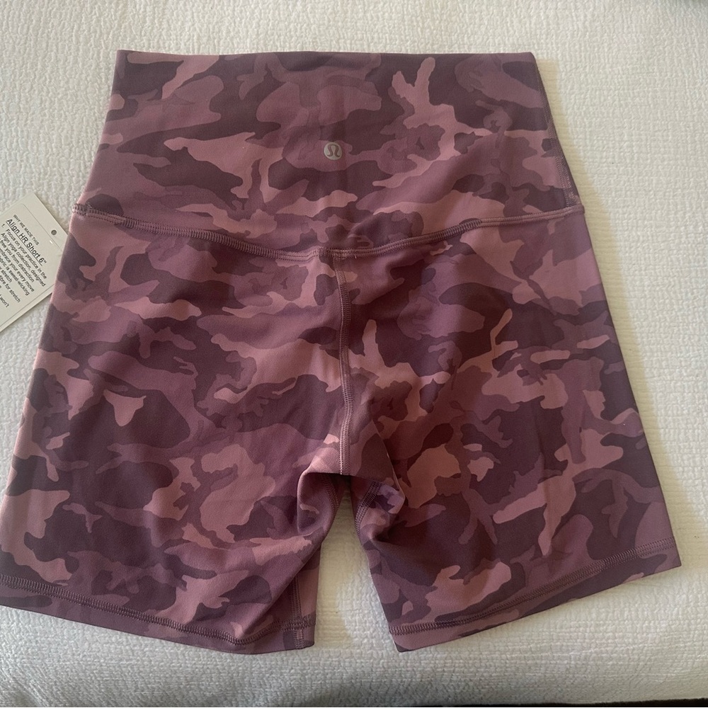 Lululemon Pink Camo Biker Shorts